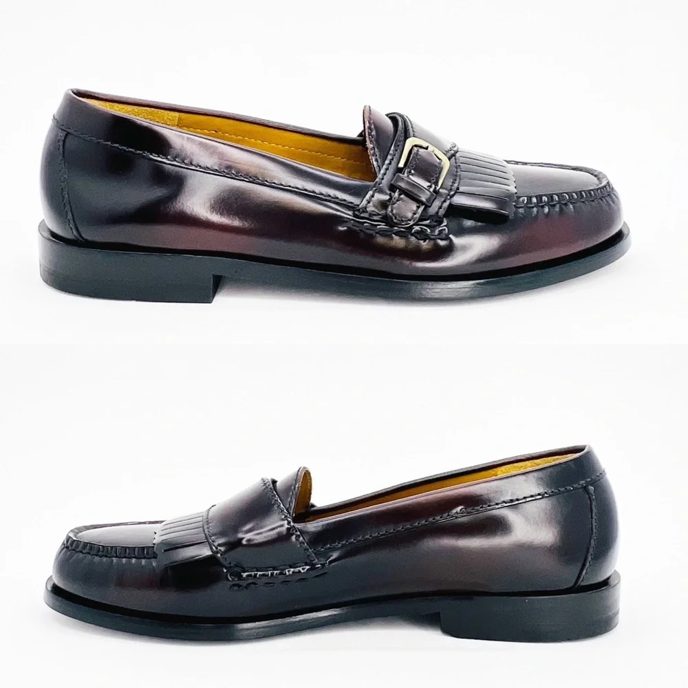 NEW Cole Haan Loafers Kiltie Buckle Burgundy Leather Mens /Boys Shoes Size 7 New